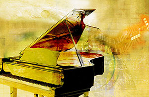 Click for Larger Image Custom Wall Art  – Abstract – Golden Piano
