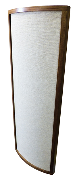 Click for Larger Image Curve Low-Profile Diffusor-Absorber – Sand Wheat – Walnut Trim