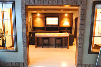 Family Room with Acoustic Wall Art, Lighted Bar, and Curve Low-Profile Diffusors