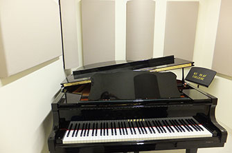 Piano Practice Room: Fabric Wrapped Panels and Curve Diffusors on Wall